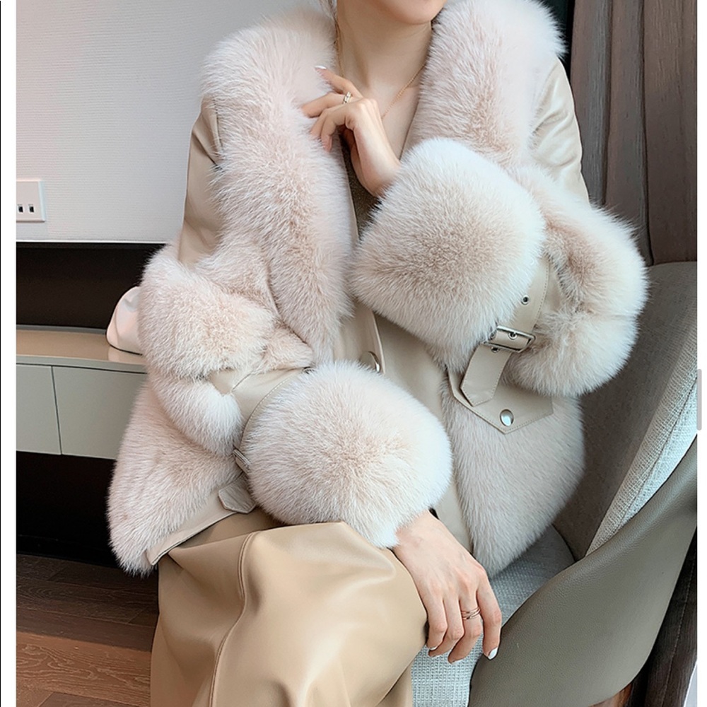Fox Fur Leather jacket - 100% real fox fur